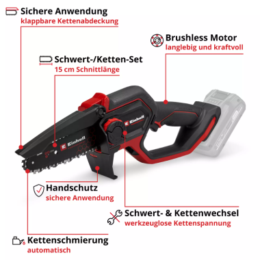 Einhell PROFESSIONAL Akku-Astkettensäge GP-PS 18/20 Li BL-Solo, 4600080
